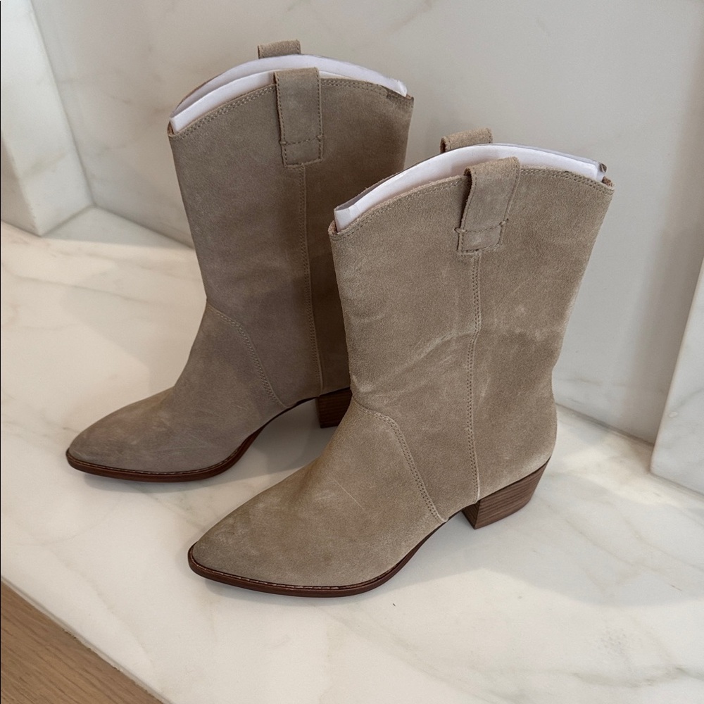Madewell Taupe Suede Heeled Boots